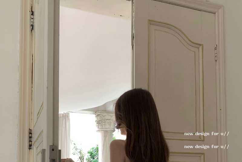 Long-Sleeve Off-Shoulder Plain Asymmetrical Ruched Slim Fit T-Shirt / High Rise Tiered Mini A-Line Skirt