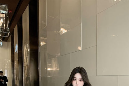 Set: Long Sleeve V-Neck Plain Bow Peplum Blouse + Camisole Top