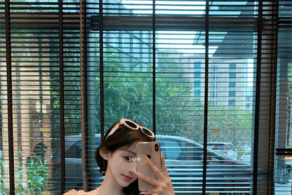 Sleeveless Frill Trim Plain Top / High Waist Maxi Fishtail Skirt