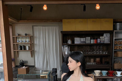 Halter Neck Print Crop Top / Mini Skirt