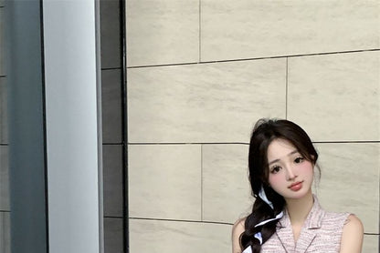 Sleeveless Lapel Collared Crop Vest