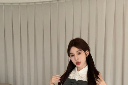 Button-Up Plain Crop Camisole Top / Mini Pencil Skirt / Sleeveless Shirt