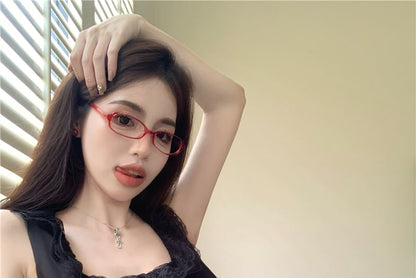 Sleeveless Square Neck Frill Trim Plain Top / Dotted Mini Skirt