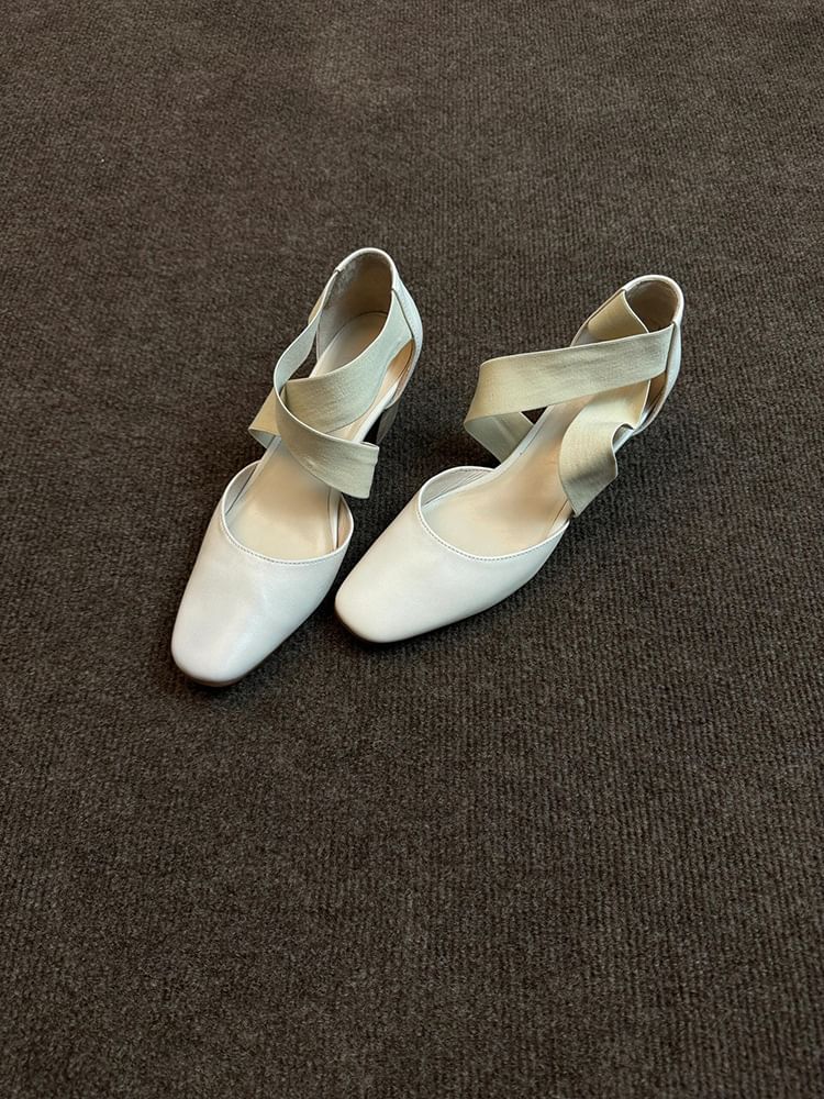 Chunky Heel Cross Strap Mary Jane Shoes