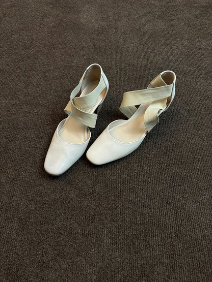 Chunky Heel Cross Strap Mary Jane Shoes