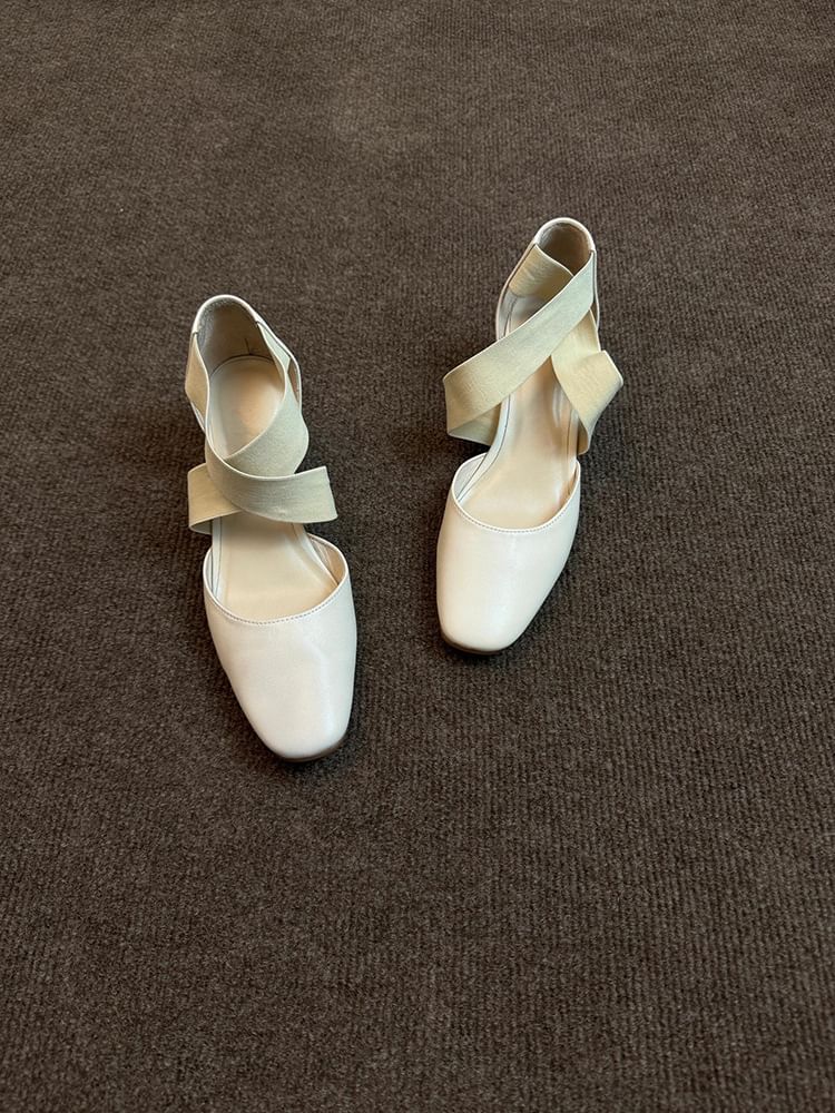 Chunky Heel Cross Strap Mary Jane Shoes