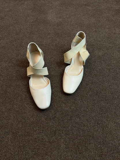 Chunky Heel Cross Strap Mary Jane Shoes