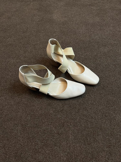 Chunky Heel Cross Strap Mary Jane Shoes