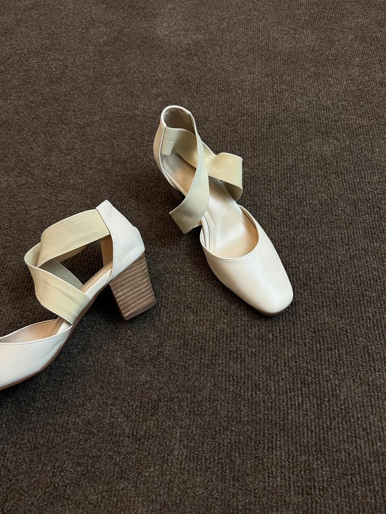 Chunky Heel Cross Strap Mary Jane Shoes