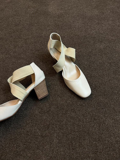 Chunky Heel Cross Strap Mary Jane Shoes