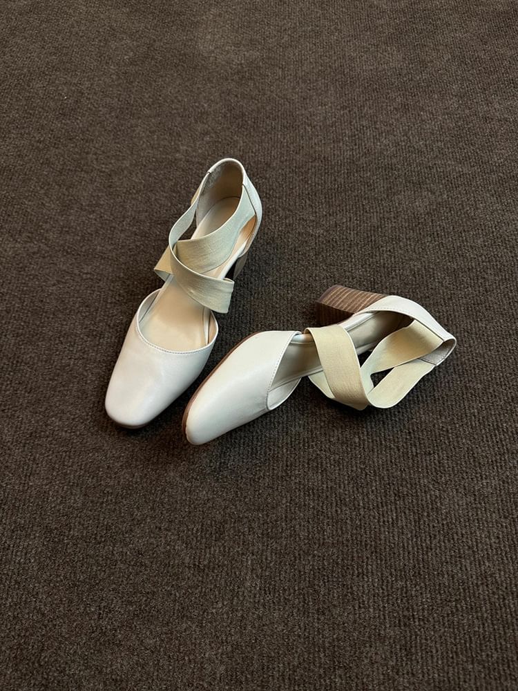 Chunky Heel Cross Strap Mary Jane Shoes