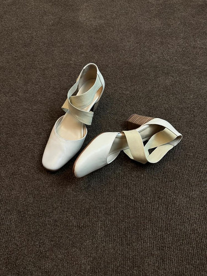 Chunky Heel Cross Strap Mary Jane Shoes