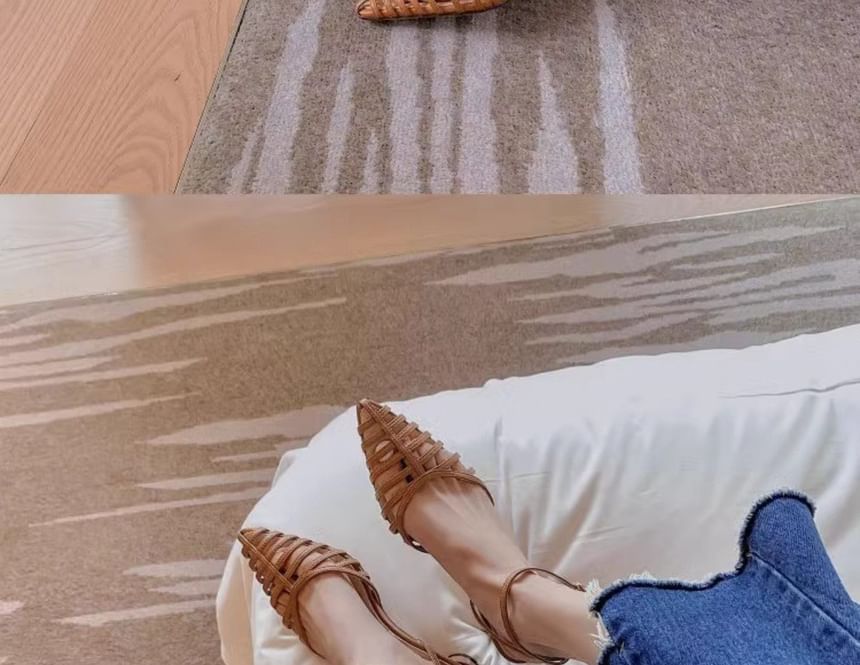 Pointy Round Heel Woven Sandals