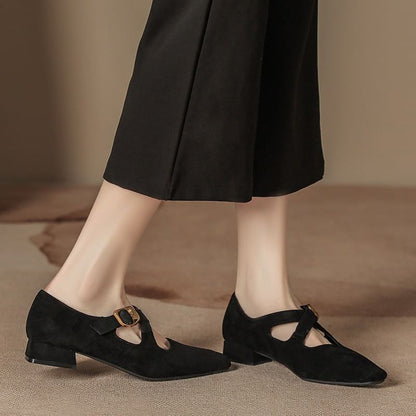 Leopard Print Cross Strap Chunky Heel Mary Jane Shoes