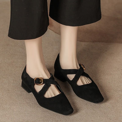 Leopard Print Cross Strap Chunky Heel Mary Jane Shoes