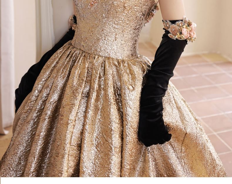 Set / Gloves Accent Flower Bead Ball Gown
