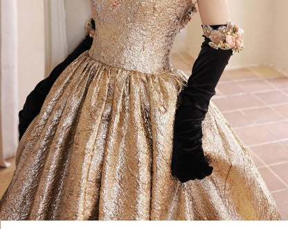 Set / Gloves Accent Flower Bead Ball Gown