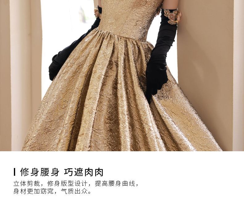 Flower Accent Bead Ball Gown / Gloves / Set