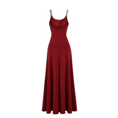Split Maxi A-Line Dress with Spaghetti Straps