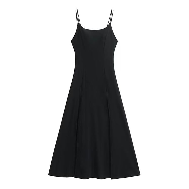Split Maxi A-Line Dress with Spaghetti Straps