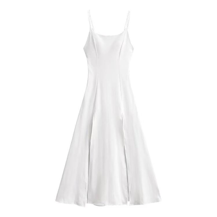 Split Maxi A-Line Dress with Spaghetti Straps
