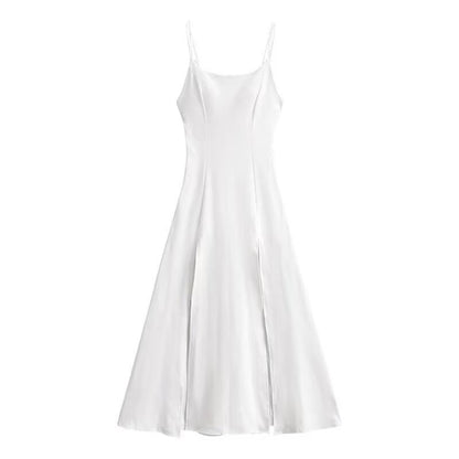Split Maxi A-Line Dress with Spaghetti Straps