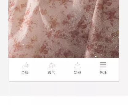 Floral Print Back Gown Bow Accent A-Line Evening Off-Shoulder Butterfly