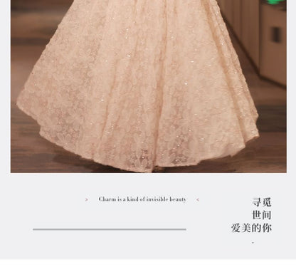 Halter Neck Stand Collar Floral Jacquard Faux Pearl Fringed A-Line Evening Dress