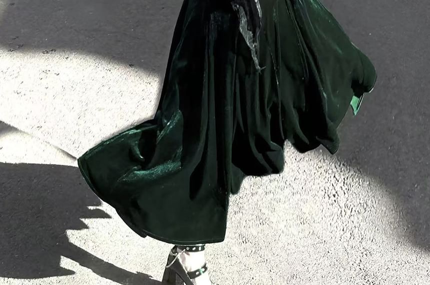 Velvet Shrug and Lace Panel Ruffle Trim Mermaid Dress Set