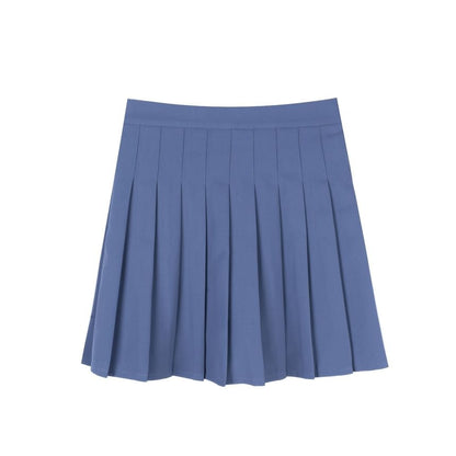 Plus Size V-Neck Plain Button Vest / V-Neck Open Front Blazer / High Waist Pleated Mini A-Line Skirt / Set