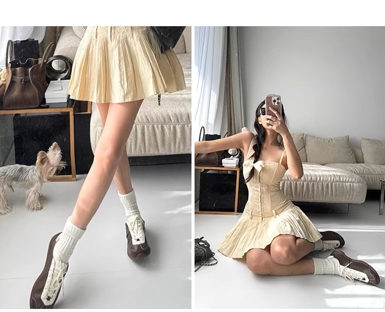 Two Tone Lace-Up Genuine Leather Sneakers