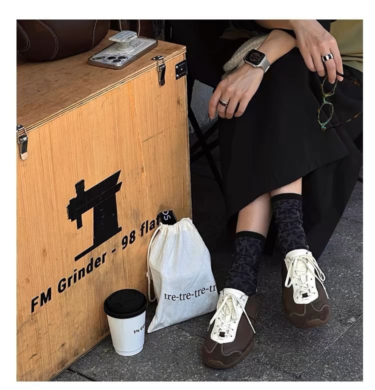 Two Tone Lace-Up Genuine Leather Sneakers