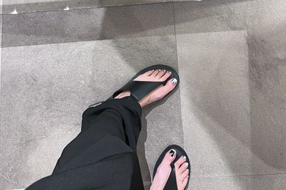 Plain Genuine Leather Slingback Thong Sandals