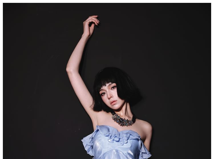 Evening Mermaid Gown Plain Ruffle Slit Tube