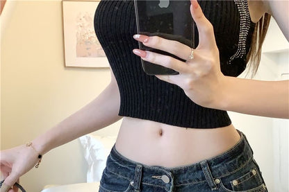 Low Rise Washed Roll Up Hem Denim Hot Pants