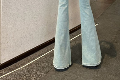 High Rise Cutout Washed Flared Jeans