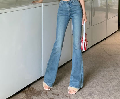 High Waist Washed Flared Jeans