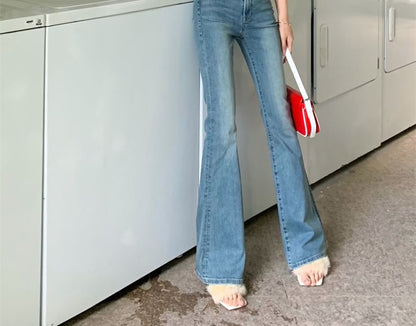 High Waist Washed Flared Jeans