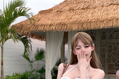 Low Rise Lace Trim Washed Denim Hot Pants