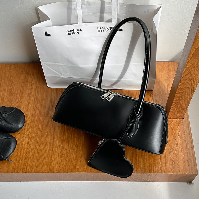 Purse Shoulder Leather Coin Bag Set: Heart + Faux