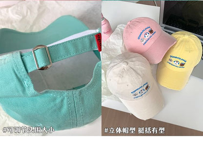 Cartoon Embroidered Distressed Baseball Cap