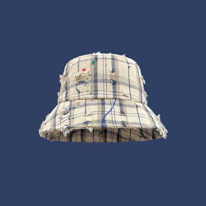 Plaid Distressed Bucket Hat