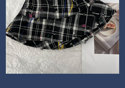 Plaid Distressed Bucket Hat