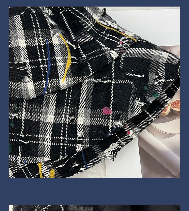 Plaid Distressed Bucket Hat