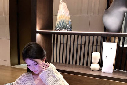 Spaghetti Strap V-Neck Flower Print Mini Bodycon Dress / V-Neck Plain Crochet Cardigan