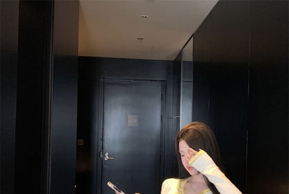 Scoop Neck Contrast Trim Cami Top / High Waist Mini Pencil Skirt / Contrast Trim Button Cardigan