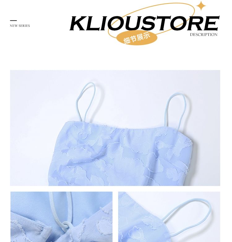 Jacquard Mermaid Maxi Dress with Spaghetti Straps