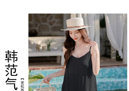 Plain Midi Sundress with Spaghetti Straps