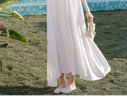 Plain Midi Sundress with Spaghetti Straps