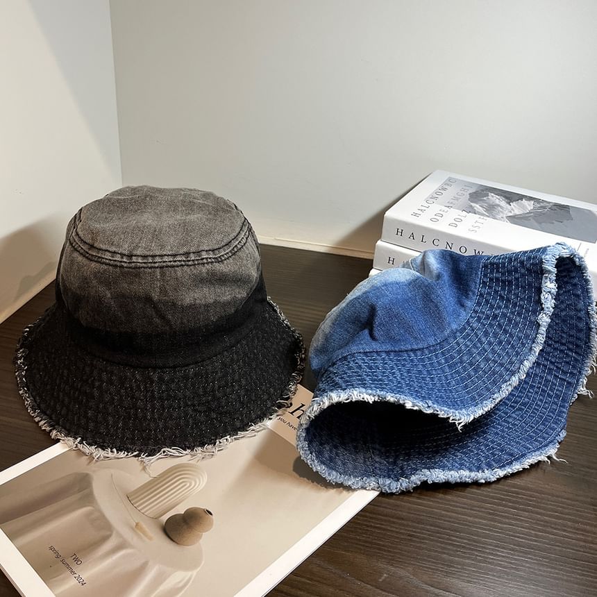 Distressed Denim Bucket Hat
